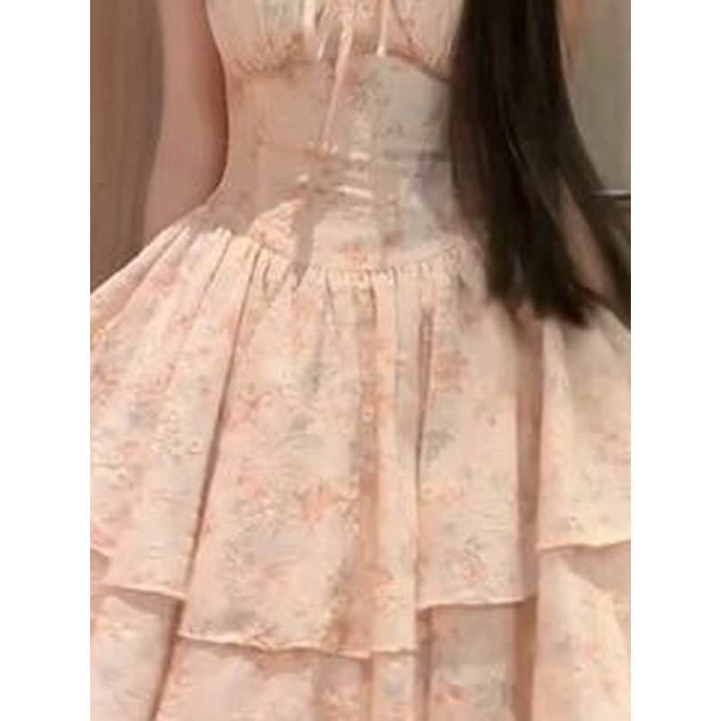 浅粉色蕾丝飞袖蓬蓬短裙 细节图2
