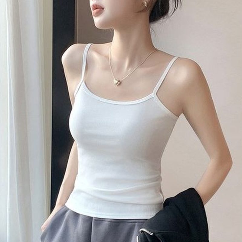 白色细吊带打底背心 细节图1